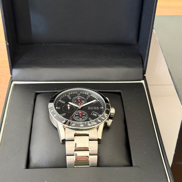 Hugo Boss Allure Chronograph Black Dial Stainless Steel Bracelet Watch | 44mm - Picture 12 of 13